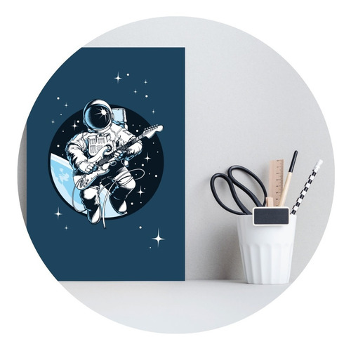 Placa Decorativa Mdf Astronauta Guitarrista 30x40cm