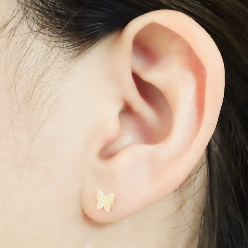 Amor Eterno - Broqueles Mariposita / Aretes / Oro Sólido 10k
