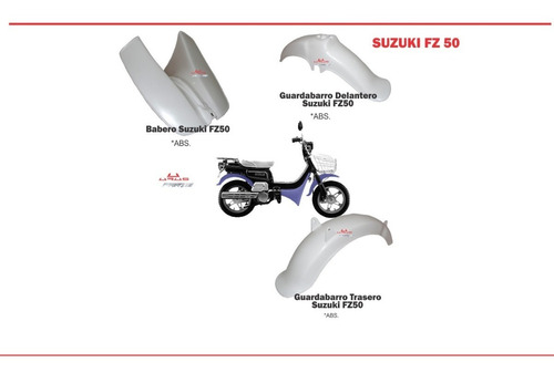 Kit Plasticos Suzuki Fz 50 3 Piezas Color Blanco