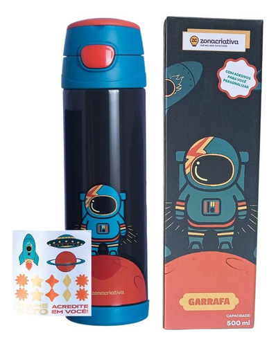 Garrafa Térmica Top Handle Adesivos 500ml Astronauta - Zc