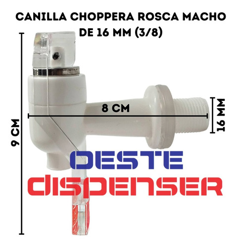 Imagen 3 de 9 de Canillas Blancas Para Dispenser Rosca Macho 16 Mm Chopperas