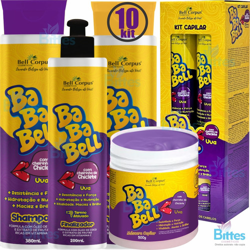  10 Kit Bababell Uva Bell Corpus Cosméticos Capilar Atacado