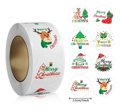 3 Rollo De 500 Pegatinas Navideñas Para Hacer Estilo C
