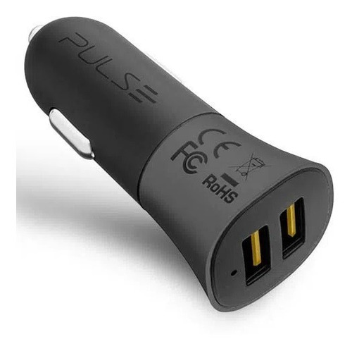 Carregador Veicular Automotivo Celular Usb C/2 Portas Pulse Cor Preto