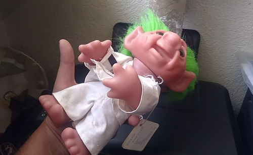 1985 Dam Denmark Norfin Troll Green Hair Karate Kidd 26 Cms (Usado)