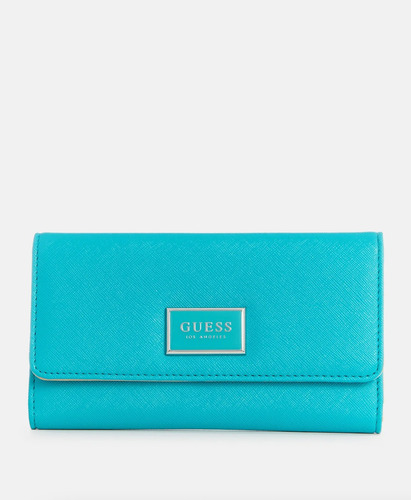 Guess Billetera Original Verde Jade Abree Slim Clutch Wallet