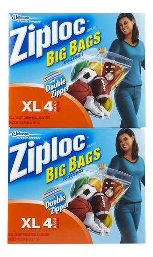 Ziploc - Bolsas Grandes, Xl, 4 Unidades (paquete De 2)