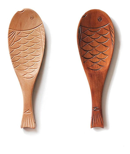 2 Cuchara Arroz Madera Para Forma Pescado Cocina Espatula X