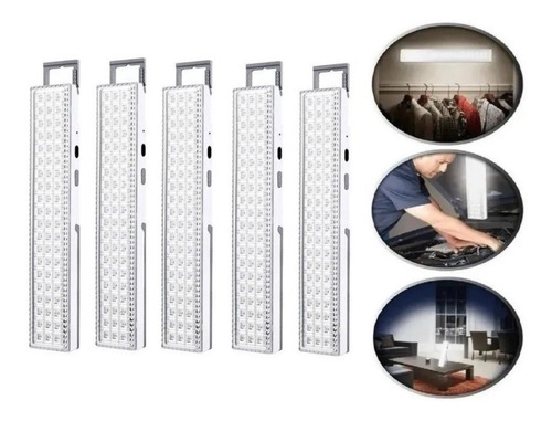 Pack X5 Lámparas Luz Led Emergencia Recargable 20hrs