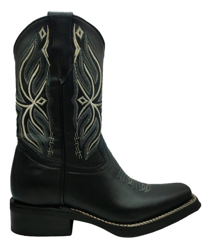 Bota Vaquera Hombre De Piel Vacuno Bordado Rodeo Western 