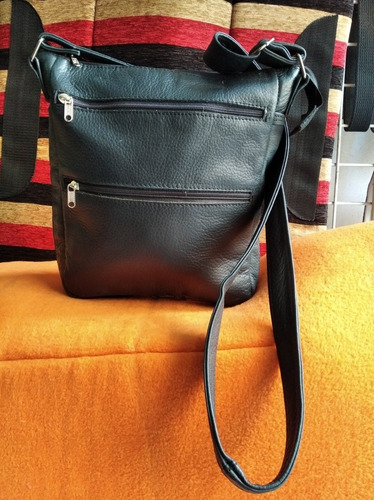 Bolso Bandolero Negro Unisex 100% Cuero Cantidad 1