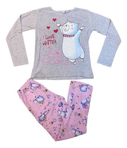 Pijama Infantil Meninas Urso Love Rosa Gaga Baby 40031