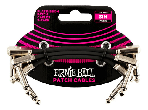 Paquete Ernie Ball De 3 Cables De 7 Cm Plug Plano Para Pedal