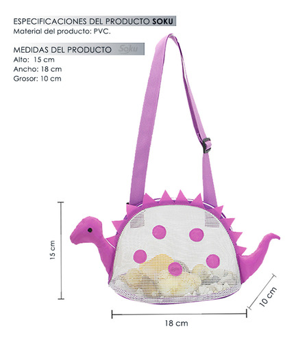 Soku Bolso Playa Niños Organizador Juguetes Viaje Dinosaurio Color Violeta