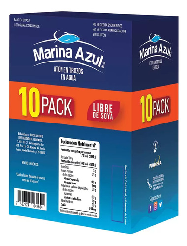Marina Azul Atún 10 Sobres De 74 G