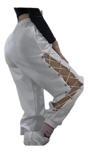 Pantalones con cintas a los lados hot sale