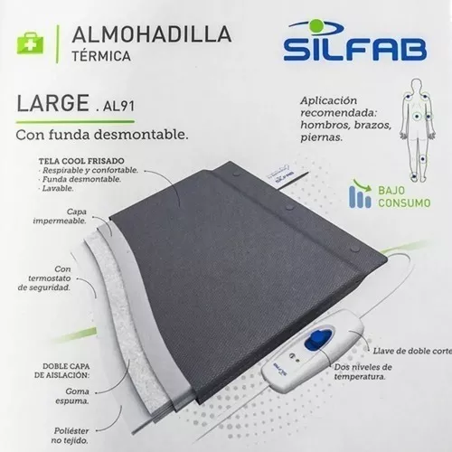 Almohadilla Térmica Silfab Eléctrica Zona Lumbar Cintura