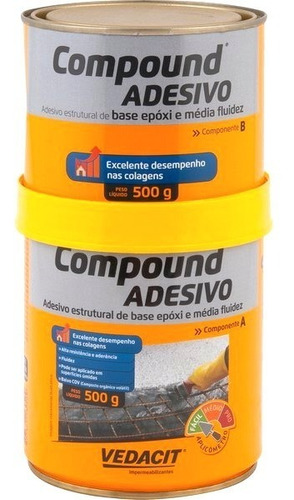 Adesivo Cola Concreto Trinca Epoxi 1kg Compound Vedacit + Nf