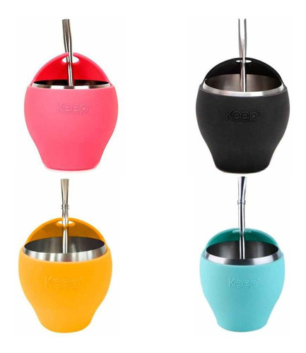 Mate Keep Silicona Con Bombilla Acero Inox. Varios Colores 