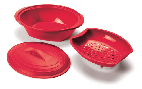 Norpro, Red Silicone Steamer With Insert, 32 Oz