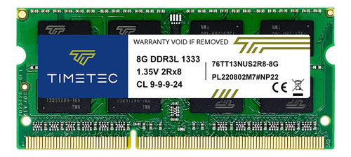 Memoria Ram Timetec, Sodimm, 8 Gb, Ddr3, 1333 Mhz, 204 Pines