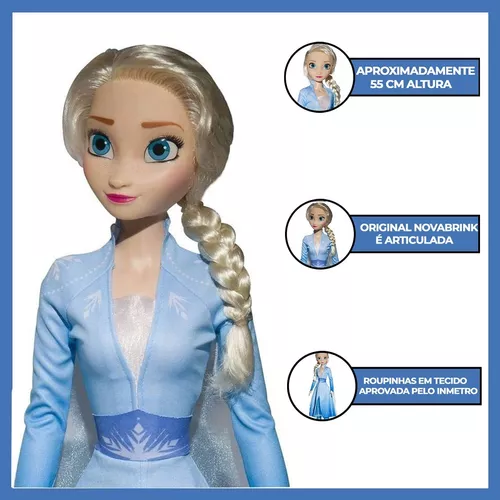 Boneca Elsa Grande Frozen 55cm Disney Original Baby Brink – Maior