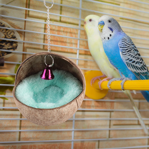 Nido Para Pájaros De Cáscara De Coco Con Campana Y Colchón