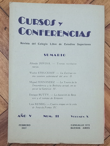 Revista Cursos Y Conferencias Cles/ Febrero 1937/ Muy Buen E