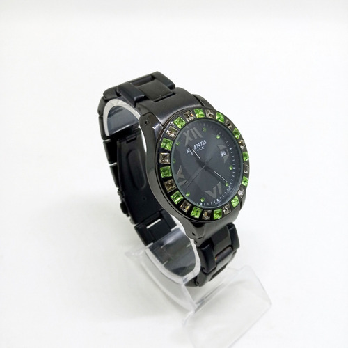 Relógio Atlantis Feminino Preto Com Pedras