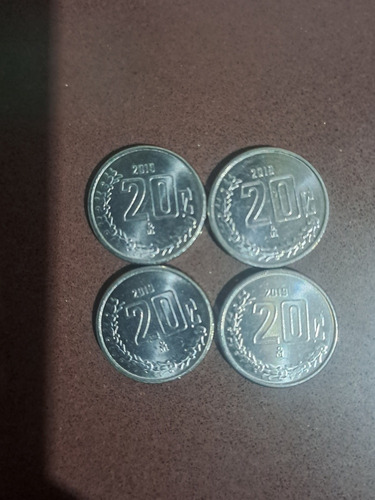 Lote De 4 Monedas De 20 Centavos Acero 2019
