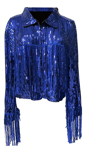 2 Chaqueta De Lentejuelas Para Mujer, Abrigo De Solapa, Azul