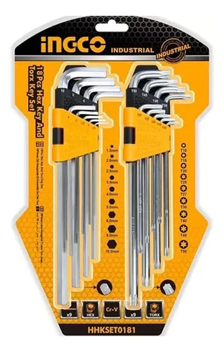 comprar Ff Juego Combinado 9 Llave Allen 9 Llave Torx Ingco Hhkset01