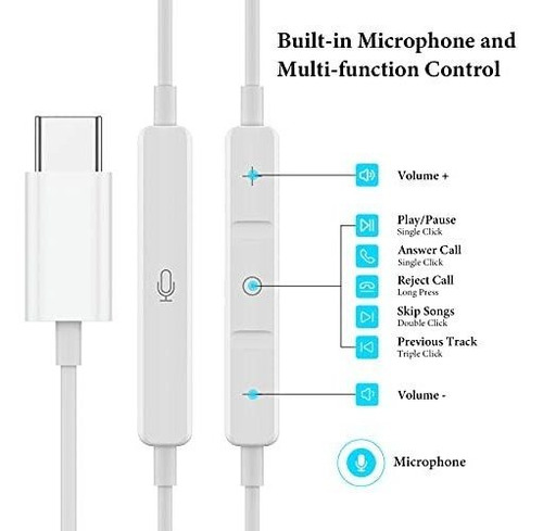 Auriculares Usb C Para iPad Pro, Auriculares Usb Tipo C Hifi