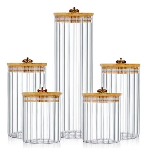 Fantesticryan Glass Storage Jars Set Of 5, Decorative Coffee