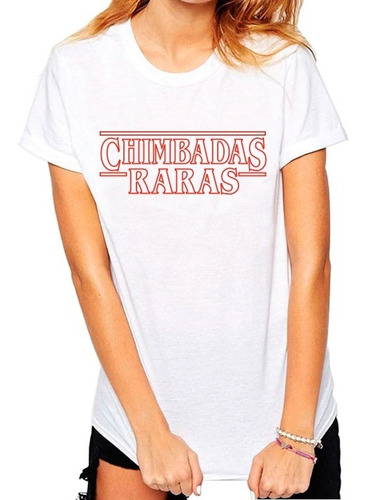 Camiseta Femenina Blanca Stranger Things Chimbadas Raras