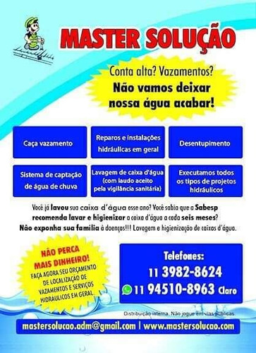 Imagem 1 de 3 de Master Solução Caça Vazamentos Zona Norte