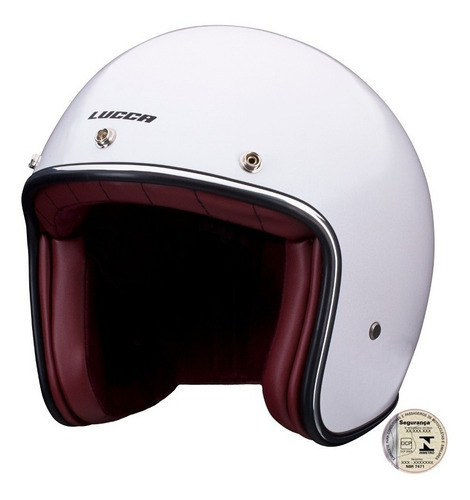 Capacete Glossy Pearl White Lucca Custom Com02 Viseiras Aba Tamanho do capacete 62