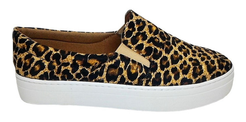 Imagem 1 de 7 de Slip On Tenis Feminino Casual Animal Print Onça Oncinha