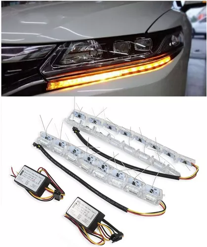 Teguangmei Tira de luces LED para el exterior del capó del automóvil,  blanco dinámico con escaneo secuencial de arranque, tira de luces LED  flexibles