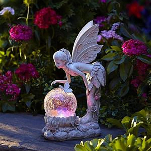 Adornos De Ángel De Hadas Con Soporte De Luz De Colores
