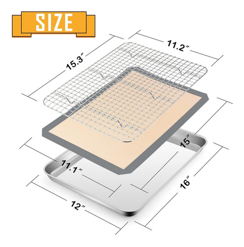 E-far Juego Hoja Para Galleta Rack Bandeja Acero 16 12