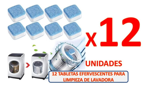 Imagen 1 de 8 de Pastillas Efervescentes Para Limpieza De Lavadora X12 Unid