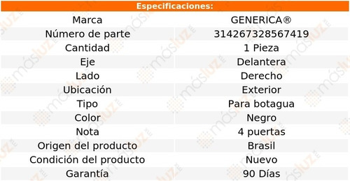 (1) Moldura Botagua Del Der Ext Negra Pointer 00/10