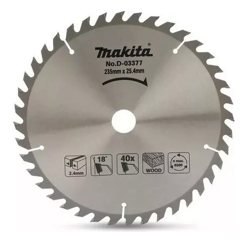 Disco Sierra Circular Makita D-03377 9'' 235mm 40d Madera 