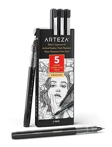 Plumones Arteza Micro-line, Set 5, Tinta Negra. | Envío gratis