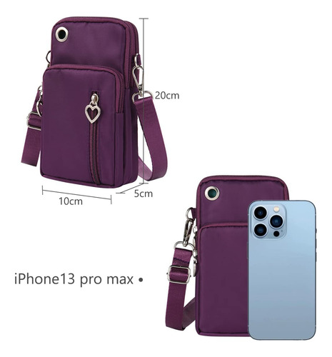 Cartera Cruzada De Nailon De Viaje Monedero Para Teléfono Color Diseño De La Tela Acabado De Los Herrajes Color De La Correa De Hombro