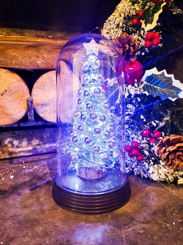 Luminária Árvore De Natal Enfeite De Mesa Natalino Cor Prata