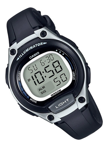 Relógio Casio Digital Dama LW-203-1Av, cor da pulseira: preto