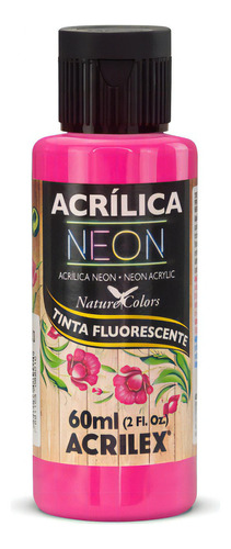 Tinta Acrílica Neon Artesanato Acrilex Fluorescente 60ml Cor Rosa 107