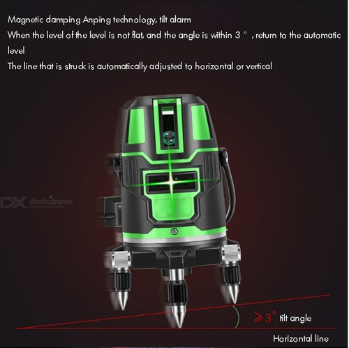 Bj02 Nivel Laser Autonivelante 2 Líneas Verde Y 2 Baterías 